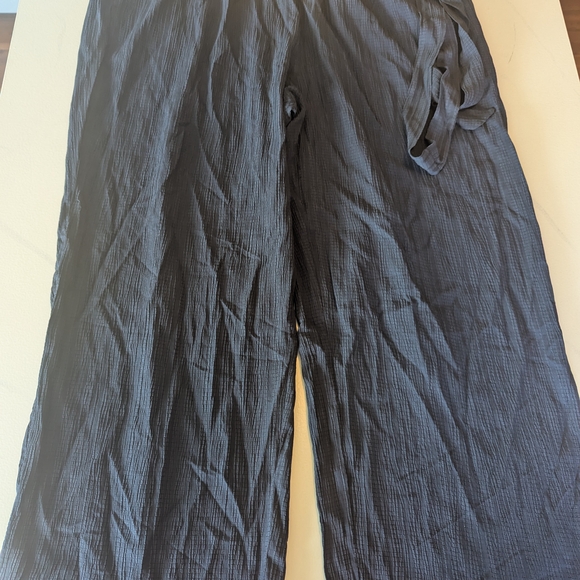 SHEIN Curve Women's Plus 3X Dark Blue Wide Leg Light Pull-on Pants With Side Tie - Picture 7 of 7